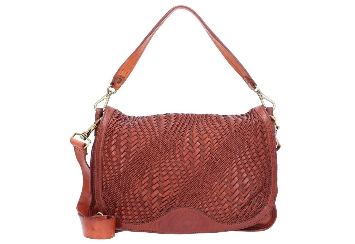 Ein Bild einer Campomaggi Schultertasche Leder mit Flechtdesign 35 cm