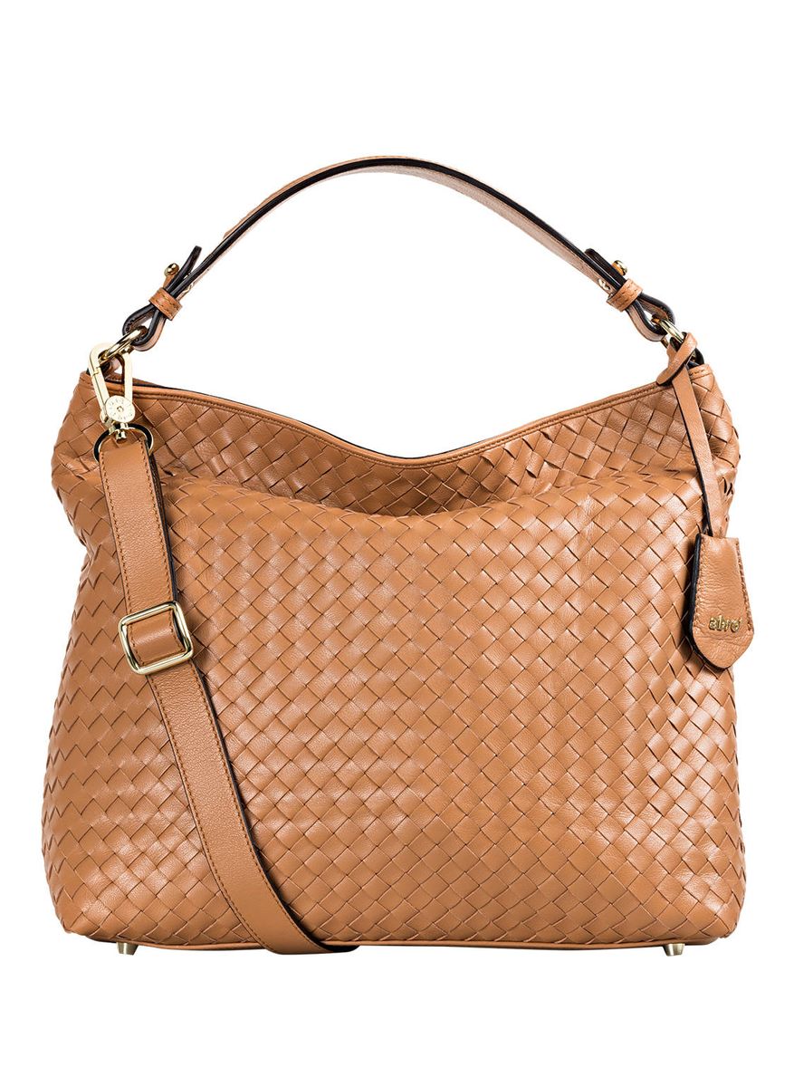 Eine Abro Handtasche Elvi in braun mit Flechtmuster